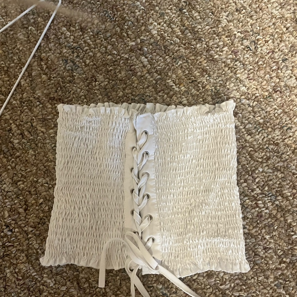 Lace up stretch tube top